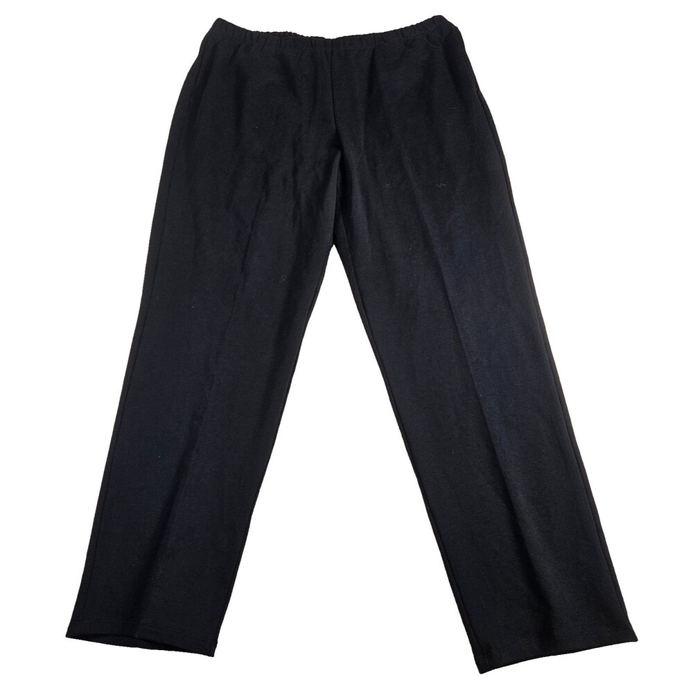 Ruby Rd Women Pull On Pants Size L Black Stretch Straight Leg Knit Career Casual